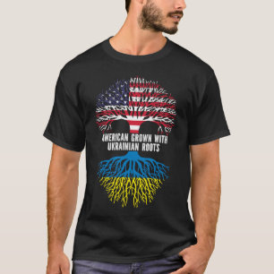 American Grown with Ukrainian Roots USA Flag T-Shirt