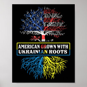 American Grown With Ukrainian Roots Usa Flag Ukrai Poster