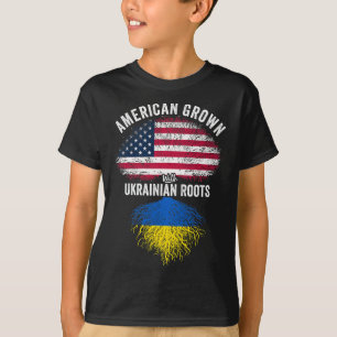 American Grown With Ukrainian Roots Usa Ukraine Fl T-Shirt