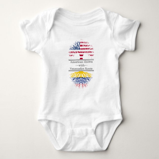 American Grown With Venezuelan Roots Great Gift Baby Bodysuit (Front)