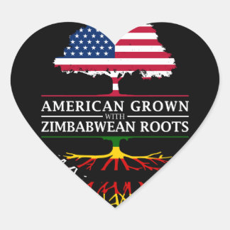 American Grown with Zimbabwean Roots Zimbabwe Heart Sticker