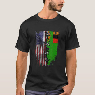 American Grown Zambian Roots USA Zambia Flag T-Shirt