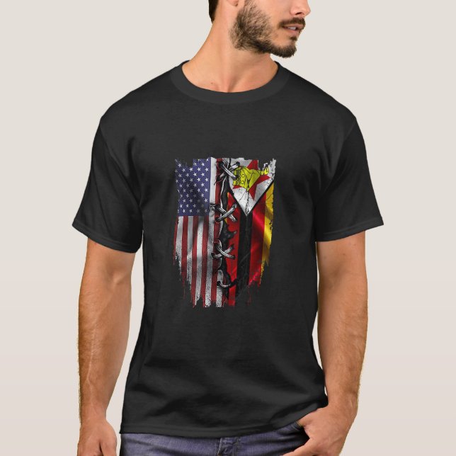 American Grown Zimbabwean Roots USA Zimbabwe Flag T-Shirt (Front)