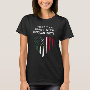 American Grows Heart Vintage USA Flag Mexican Root T-Shirt