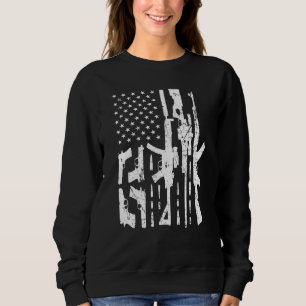 American Gun Flag Hand Gun Rifle Sniper Bullets Di Sweatshirt