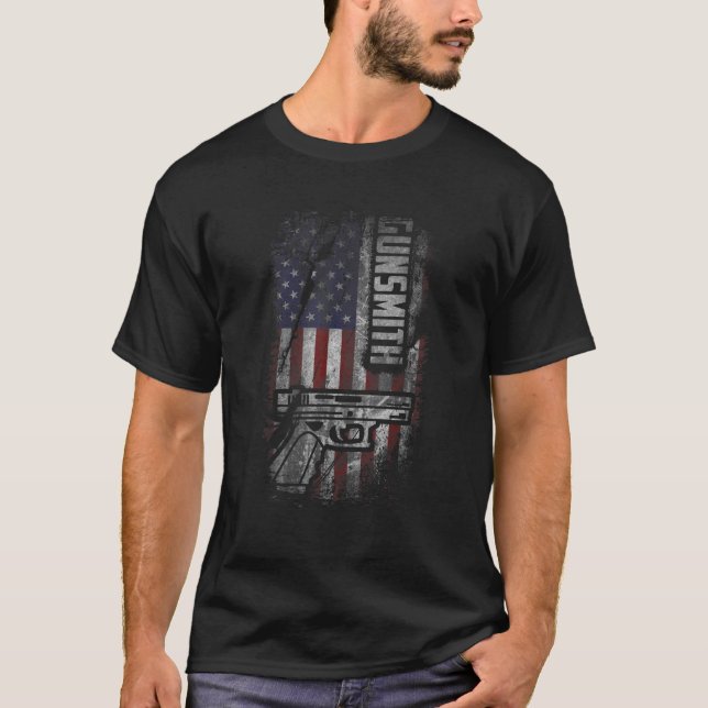 American Gunsmith Patriot Grunge USA Flag Gunsmith T-Shirt (Front)