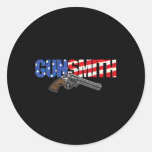 American Gunsmith Patriot Usa Flag Retro Style Gun Classic Round Sticker
