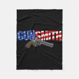 American Gunsmith Patriot Usa Flag Retro Style Gun Fleece Blanket