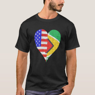 American Guyanese Flag Heart T-Shirt
