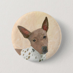 American Hairless Terrier Painting - Dog Art 6 Cm Round Badge