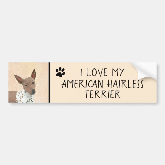 American Hairless Terrier Painting - Dog Art Bumper Sticker (Front)