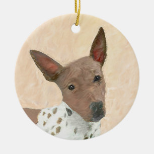 American Hairless Terrier Painting - Dog Art Ceramic Tree Decoration