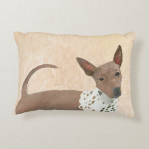 American Hairless Terrier Painting - Dog Art Decorative Cushion