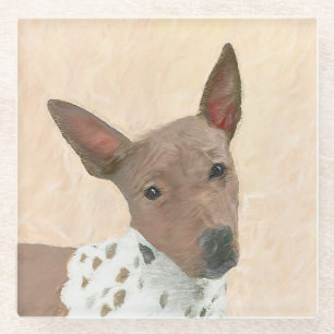 American Hairless Terrier Painting - Dog Art Glass Coaster
