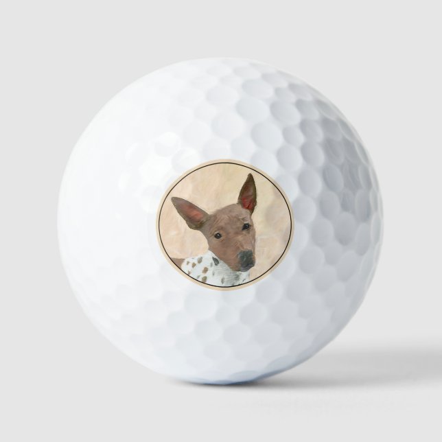 American Hairless Terrier Painting - Dog Art Golf Balls (Front)