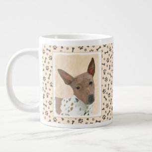 American Hairless Terrier Painting - Dog Art Large Coffee Mug