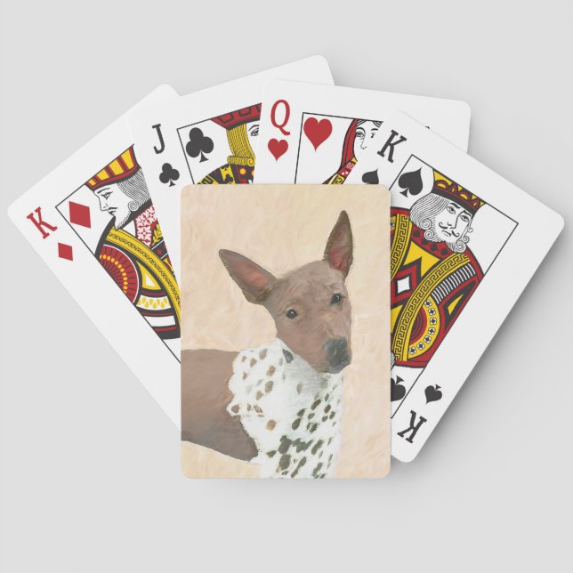 American Hairless Terrier Painting - Dog Art Playing Cards (Back)