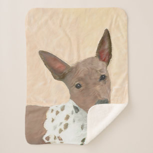 American Hairless Terrier Painting - Dog Art Sherpa Blanket