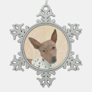 American Hairless Terrier Painting - Dog Art Snowflake Pewter Christmas Ornament