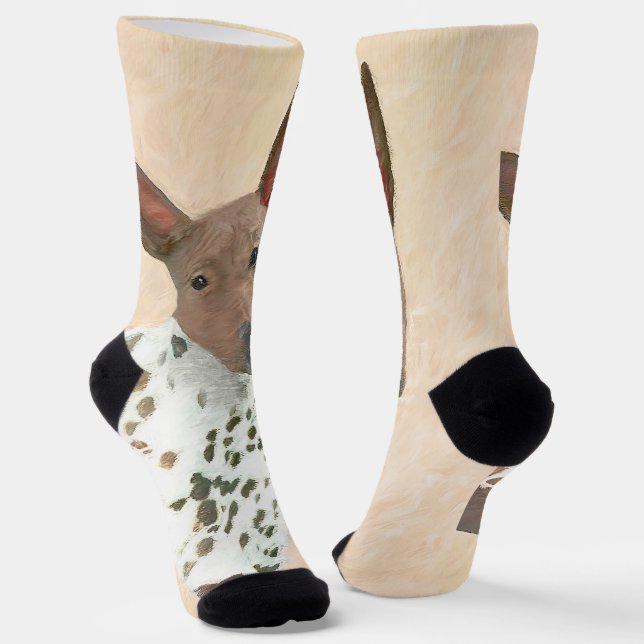 American Hairless Terrier Painting - Dog Art Socks (Angled)