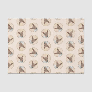 American Hairless Terrier Tan Painting Dog Art Tissue Paper