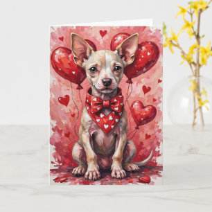 American Hairless Terrier Valentine Dog with Heart Card