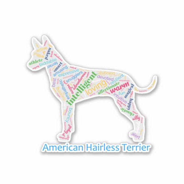 American Hairless Terrier Word Cloud Vinyl Sticker (Front)
