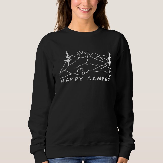 American Happy Camper 90s Gorpcore Aesthetic Olive Sweatshirt (Front)