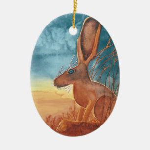 American Hare Ceramic Tree Decoration