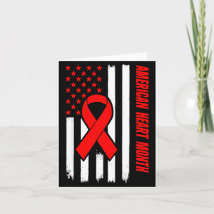 American Heart Disease Awareness Month Ribbon Red  Card