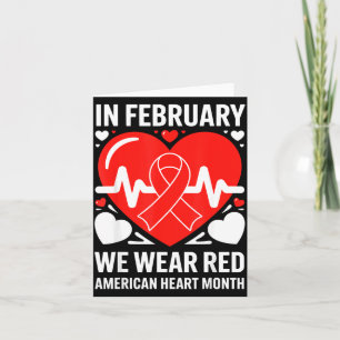 American Heart Disease Awareness Month Ribbon Red  Card