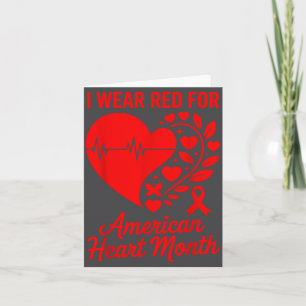 American Heart Disease Awareness Month Ribbon Red  Card