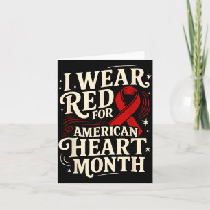 American Heart Disease Awareness Month Ribbon Red  Card