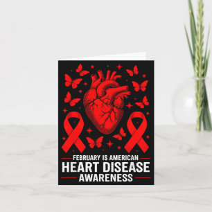 American Heart Disease Awareness Month Ribbon Red  Card