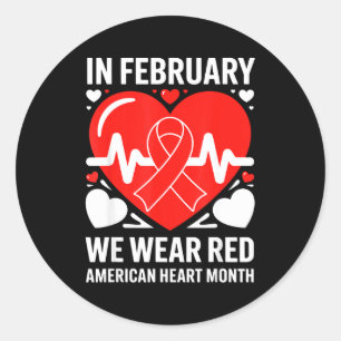 American Heart Disease Awareness Month Ribbon Red  Classic Round Sticker