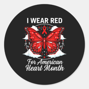 American Heart Disease Awareness Month Ribbon Red  Classic Round Sticker