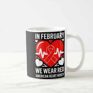 American Heart Disease Awareness Month Ribbon Red  Coffee Mug