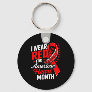 American Heart Disease Awareness Month Ribbon Red  Key Ring