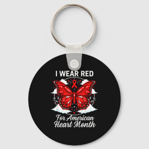 American Heart Disease Awareness Month Ribbon Red  Key Ring