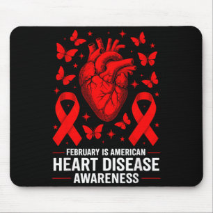 American Heart Disease Awareness Month Ribbon Red  Mouse Pad