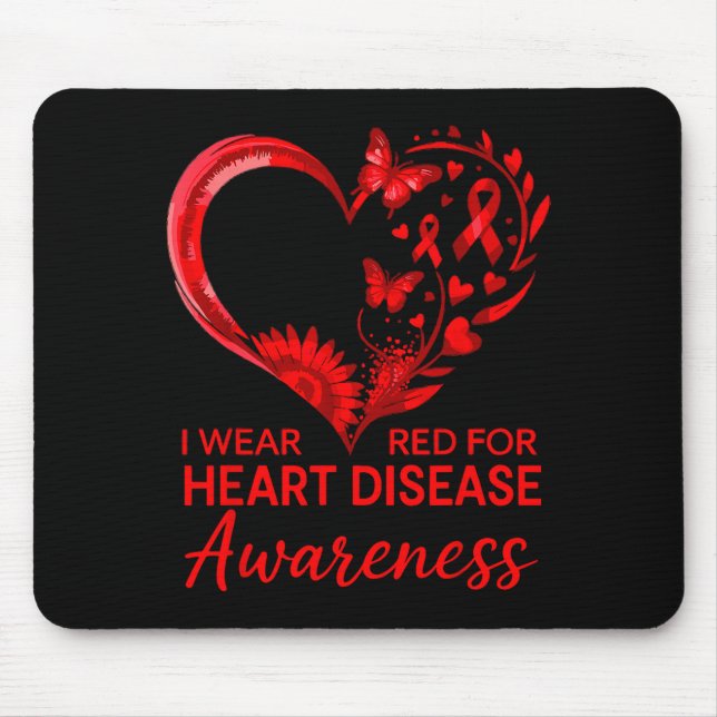American Heart Disease Awareness Month Ribbon Red  Mouse Pad (Front)