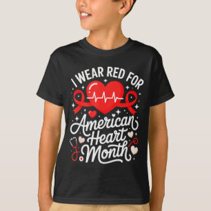 American Heart Disease Awareness Month Ribbon Red  T-Shirt