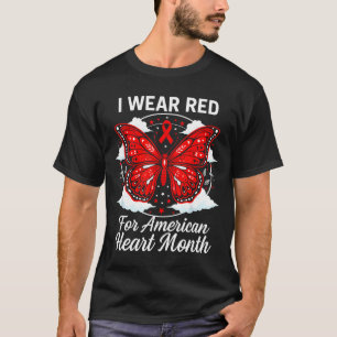American Heart Disease Awareness Month Ribbon Red T-Shirt