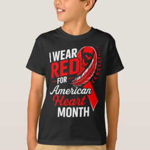 American Heart Disease Awareness Month Ribbon Red  T-Shirt
