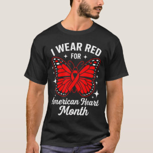 American Heart Disease Awareness Month Ribbon Red T-Shirt