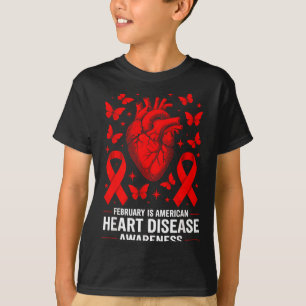 American Heart Disease Awareness Month Ribbon Red T-Shirt