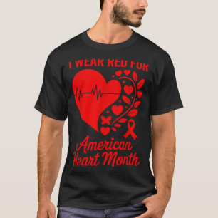 American Heart Disease Awareness Month Ribbon Red  T-Shirt