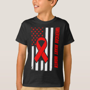 American Heart Disease Awareness Month Ribbon Red  T-Shirt