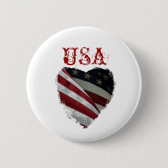 American Heart Flag 6 Cm Round Badge (Front)