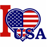 American Heart Flag Pin Photo Sculpture Badge<br><div class="desc">A vector (for high quality printing) graphic of a Heart shape American Flag and the text I love the USA on a variety of products.</div>